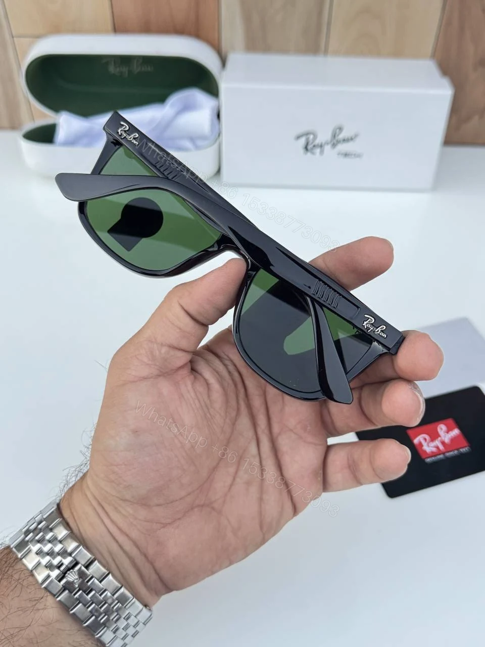 View 4 of First Copy Ray Ban 4413 Black Green Premium Luxury Sunglasses UV Protection Designer Eyewear