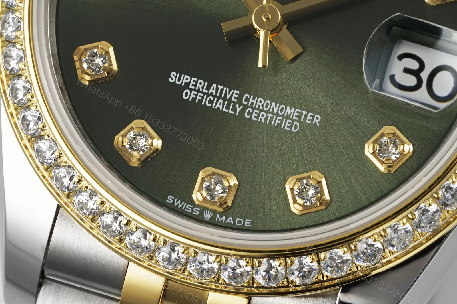 View 5 of Rolex Datejust Diamond Olive Green Dial Yellow Gold Diamond Bezel 36mm RLX-DJ-DIA-OLV36
