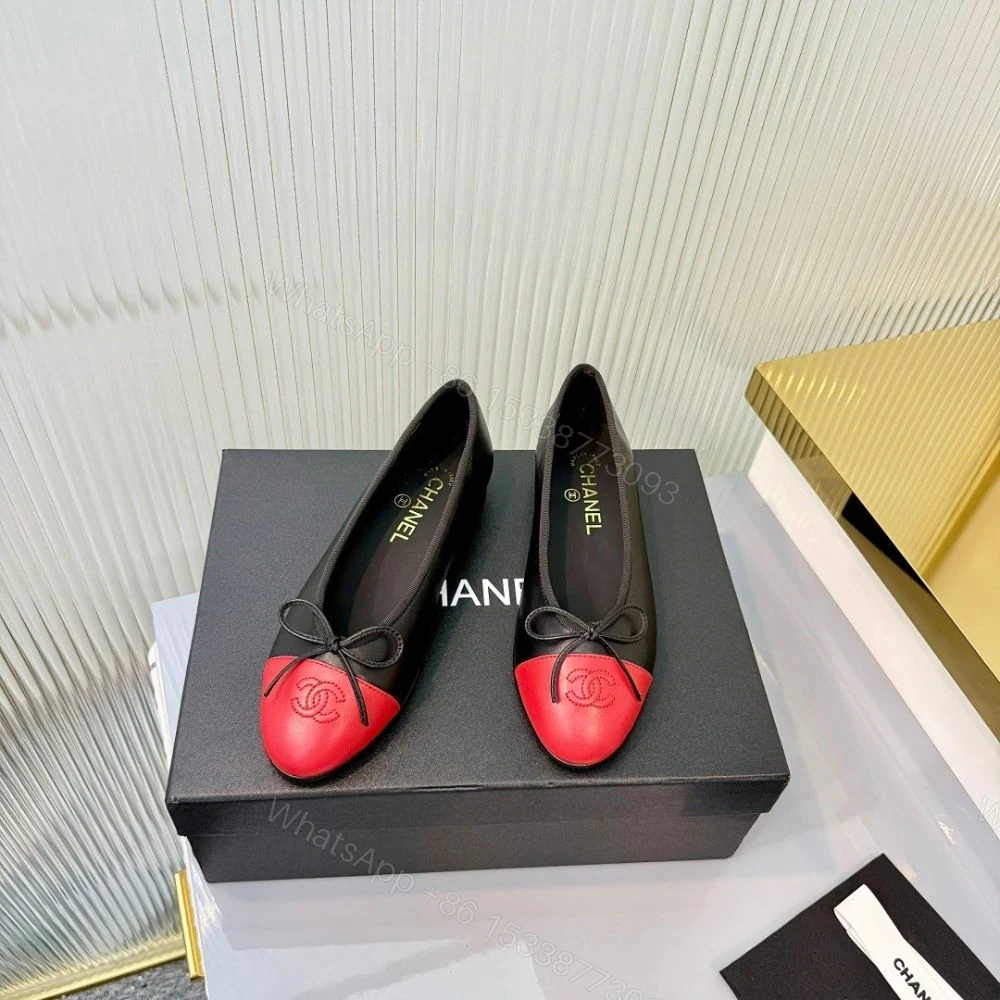 View 4 of Chanel Ballet Flats Black And Red
