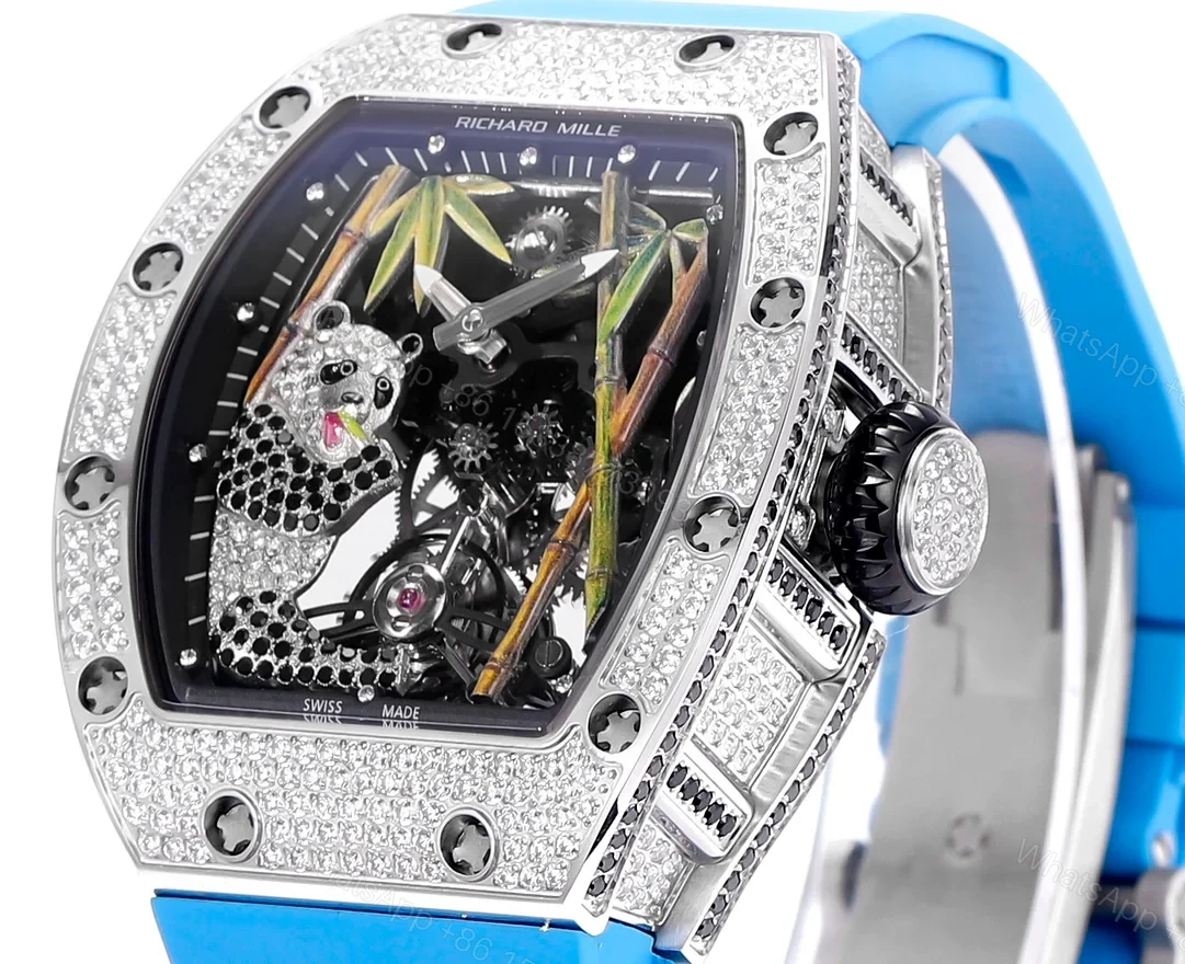View 4 of Richard Mille RM26-01 Panda Tourbillon Watch Full Diamond National Treasure Panda Skeleton Dial 18K White Gold Mechanical Art Edition RM26-01-PND-SKL