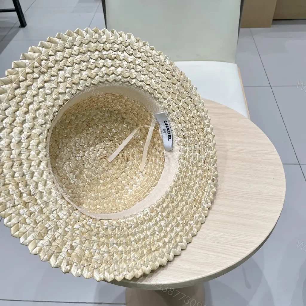 View 5 of Light Straw Hat with Brand Band, Woven, Luxe Sun Hat