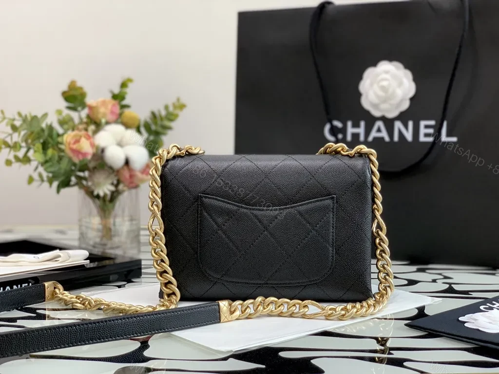 View 5 of Quilted Leather Shoulder Bag with Gold Chain