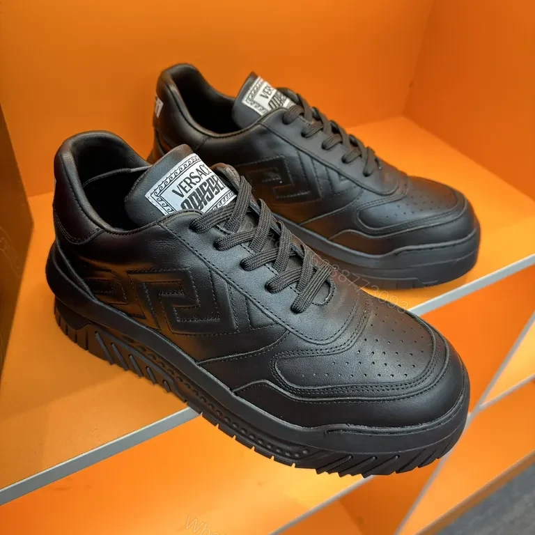 View 5 of Black Leather Sneaker â€“ Versace, Premium City Style Sneakers