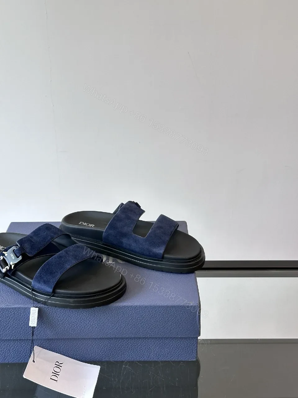 View 5 of Soft-Stride Navy Suede Slides – Casual Luxury Comfort