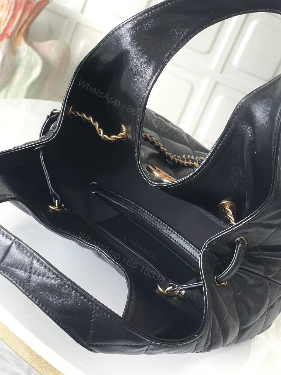 View 2 of Quilted Mini Handbag: Gold Hardware, Chain-Detail, Chic Style