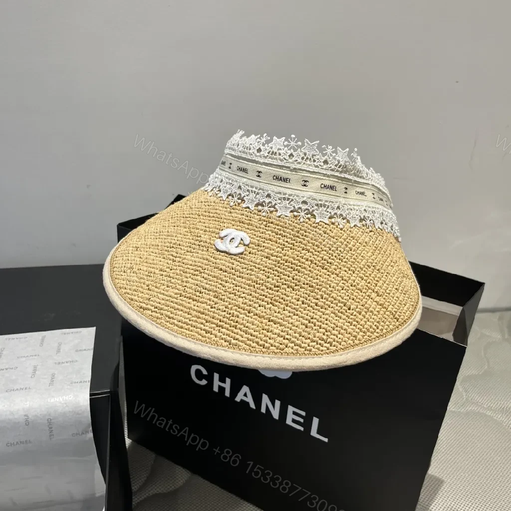 Straw Visor with Lace Trim | Luxury Resort Style Sun Shield — view 1