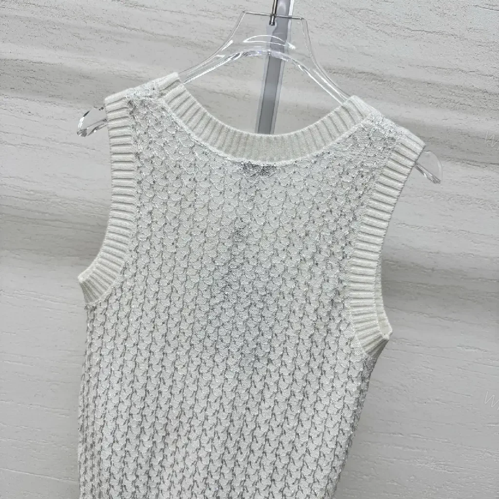 View 10 of Neutral Knit Tank: Texture + Subtle Logo, Sleeveless Top