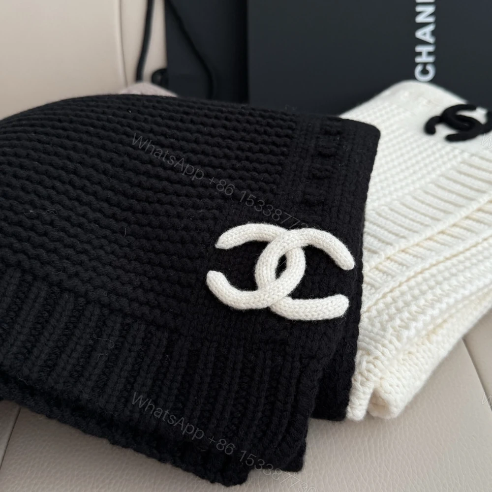 View 4 of Chanel Cashmere Knit Scarve Black