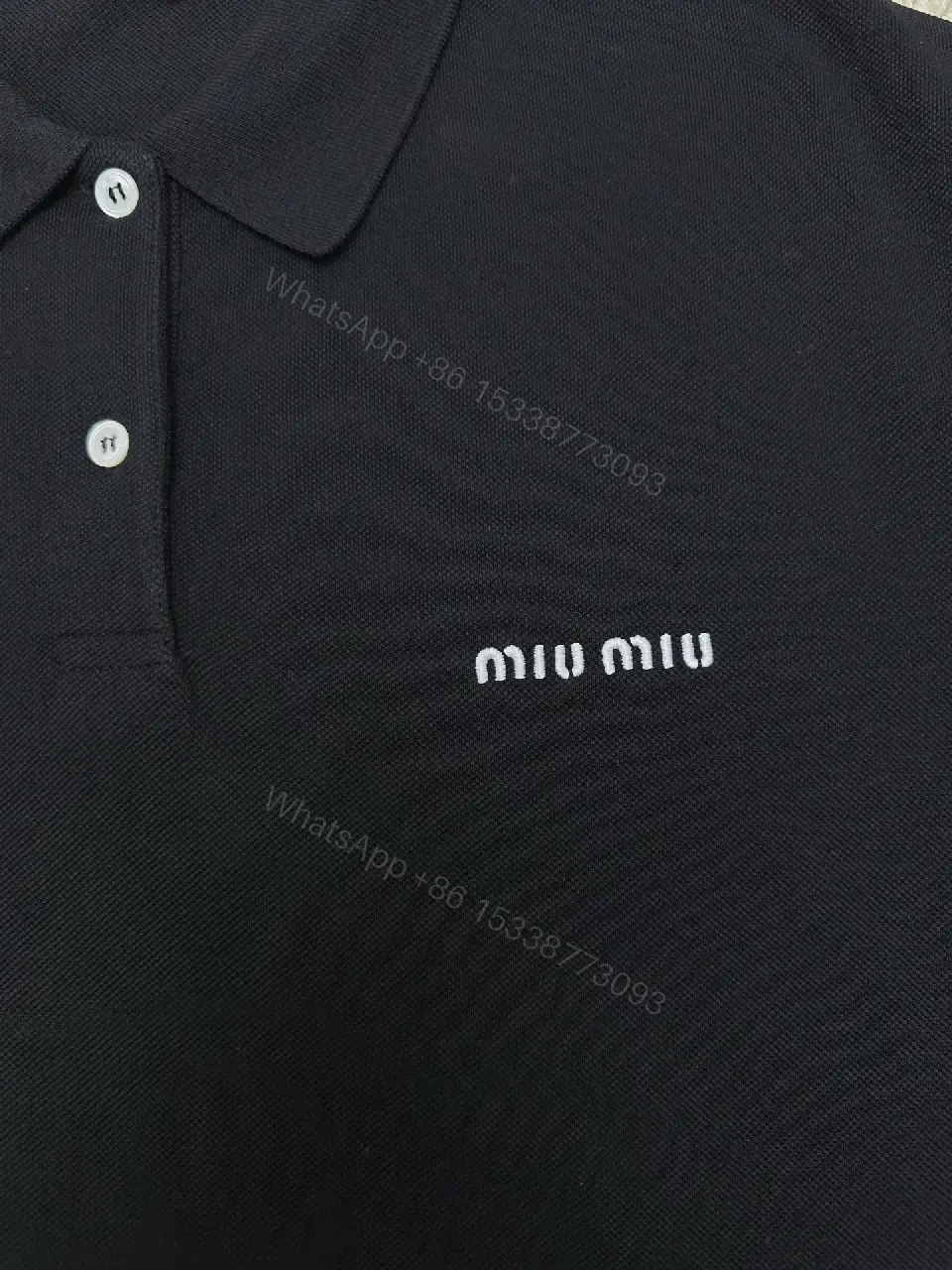 View 10 of black cotton polo shirt with logo for everyday luxury men