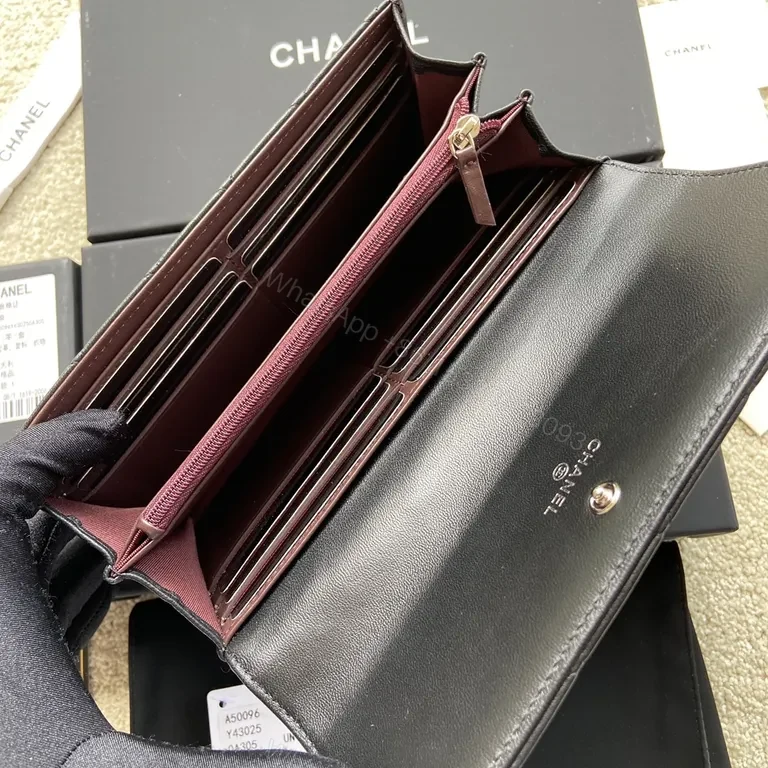 View 2 of Chanel-Inspired Quilted Wallet â€“ Black Leather, Compact Frame