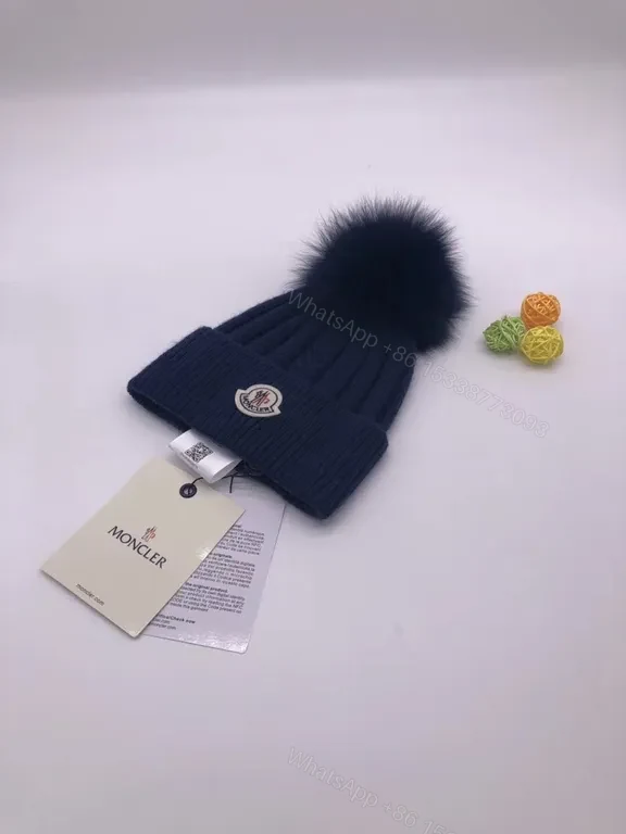 View 2 of Chic Black Moncler Knit Beanie â€” Plush Pom, Luxe Warmth