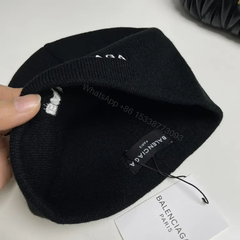 View 6 of Subtle Luxury Beanie: Premium Knit, Discreet Balenciaga Logo Beanie
