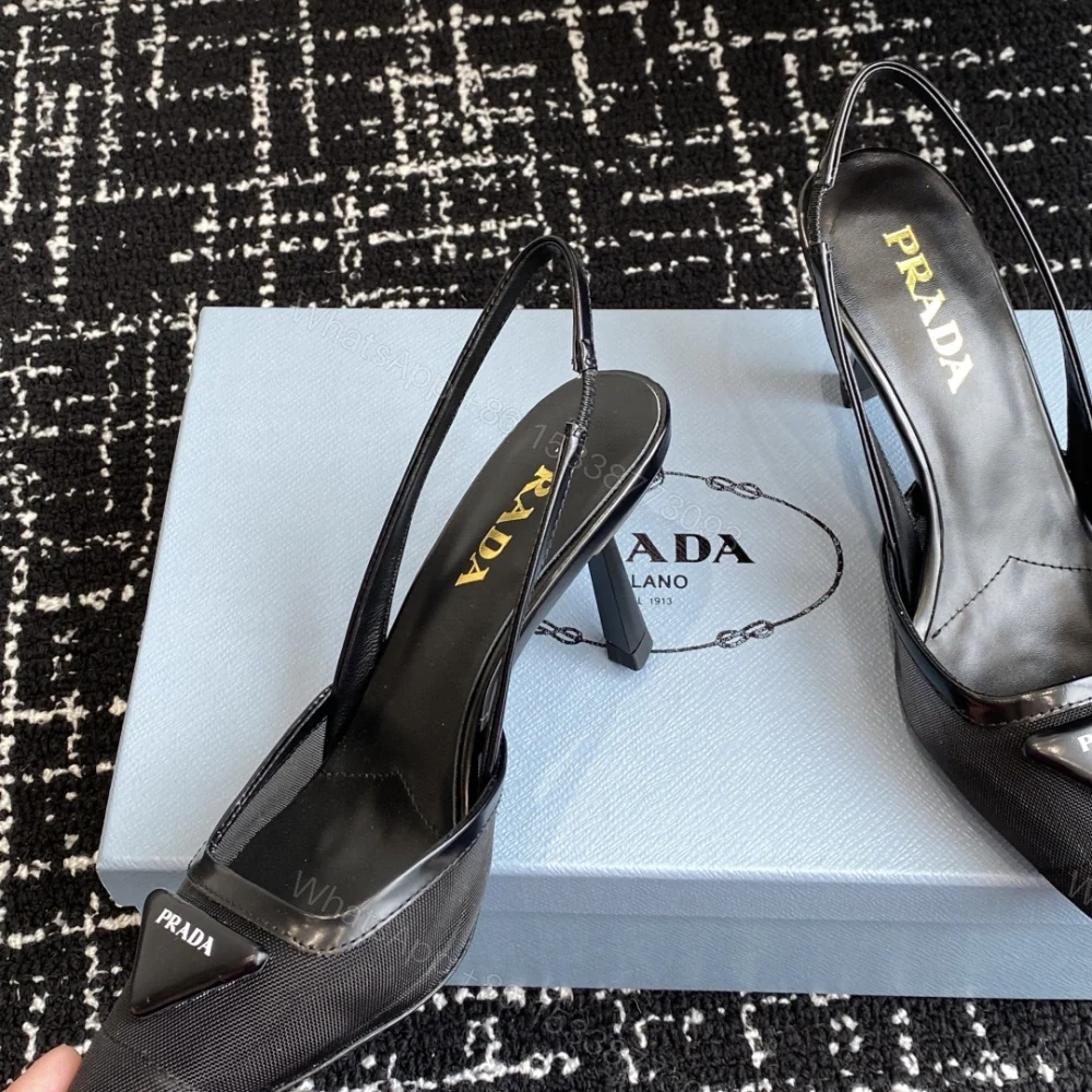 View 7 of 高仿Prada*1I891N尖頭露跟高踭鞋7.5CM黑色免檢版