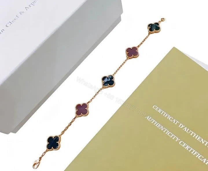 View 2 of Van Cleef & Arpels Replica Alhambra Agate & Carnelian Bracelet