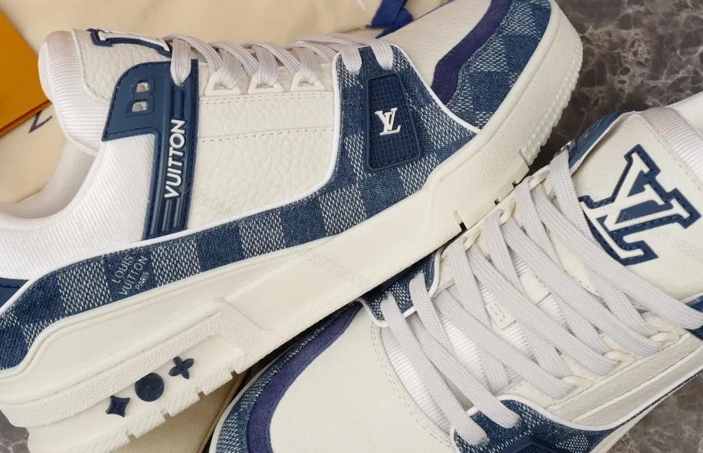 View 8 of Premium-Texture Runner: LV Branding, Navy Suede High-Tops