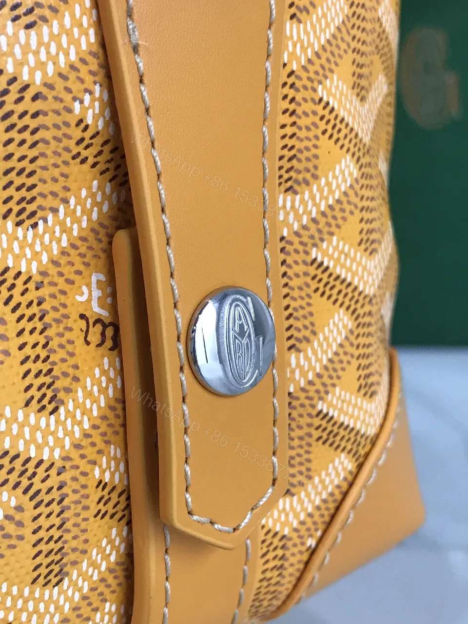 View 2 of Stitched Geometry Crossbody: Tan Canvas, Leather Trim, Luxe Utility