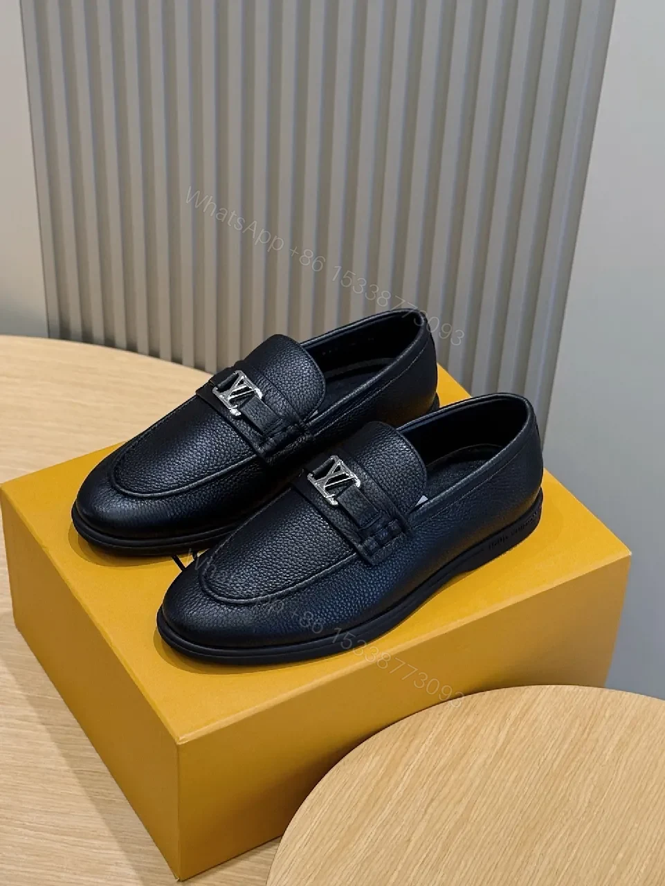 View 6 of Black Leather Loafers – Classic Silhouette, LV Hardware, All-Day Comfort