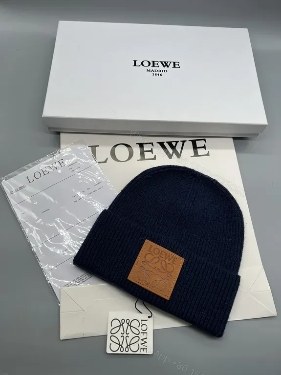 View 6 of Cozy Knit Beanie with Leather Patch â€“ Luxe Loewe-Inspired Style