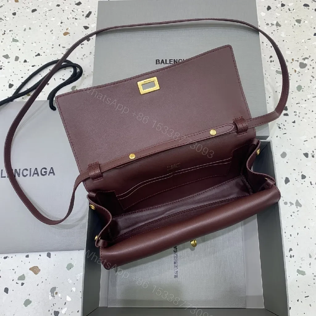 View 5 of Burgundy Calfskin Crossbody: Luxe, Structured, Compact