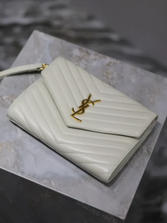 View 4 of Chic Quilted Leather Wallet with YSL Hardware - Luxe Everyday Portfolio
