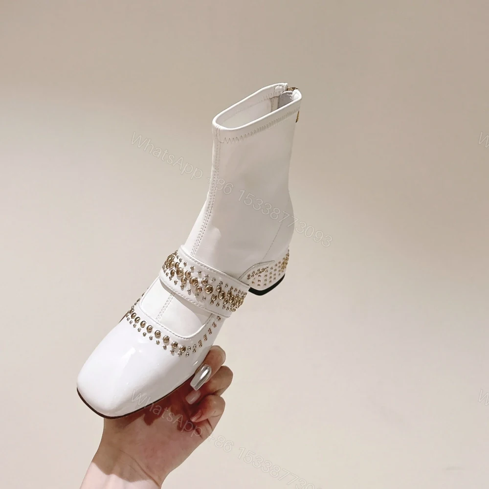 View 9 of 高仿Dior*Belle-D系列KCT064柳釘拉鏈短靴4CM白色免檢版