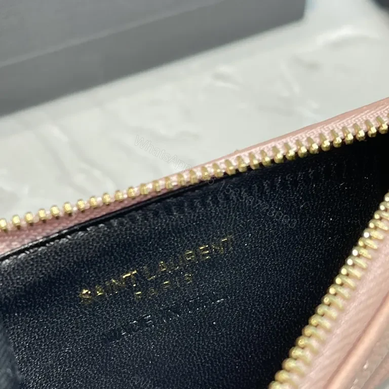 View 4 of Chic Pink Quilted Card Wallet â€” YSL Luxury Compact Style