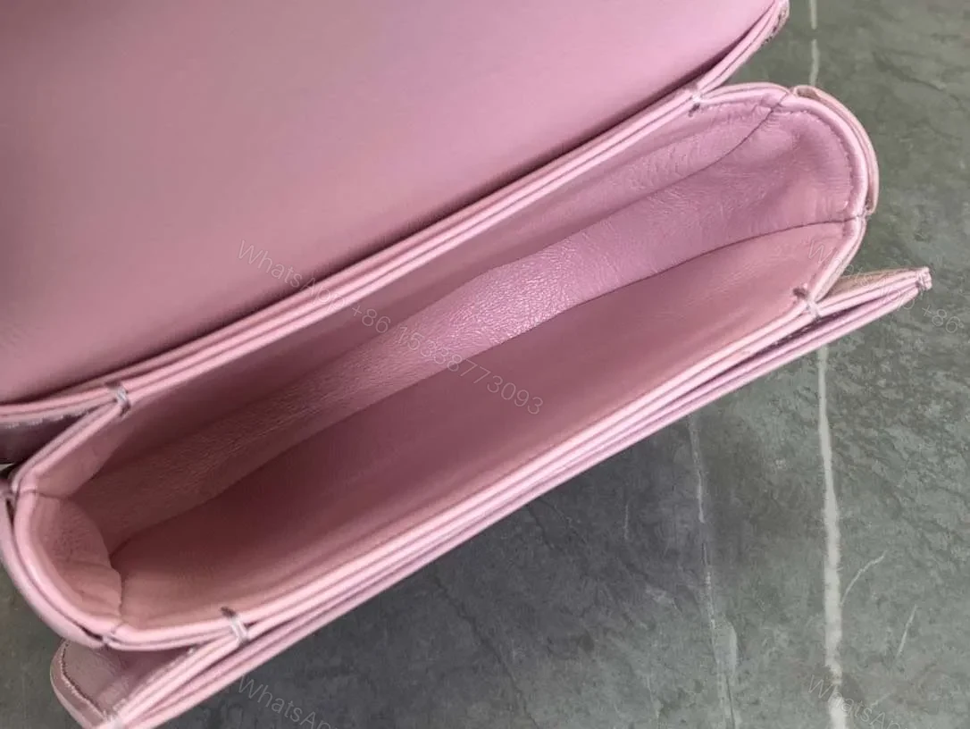 View 2 of Celine Handle Shiny Wrinkled Leather Pink 15.5×11.5x5cm