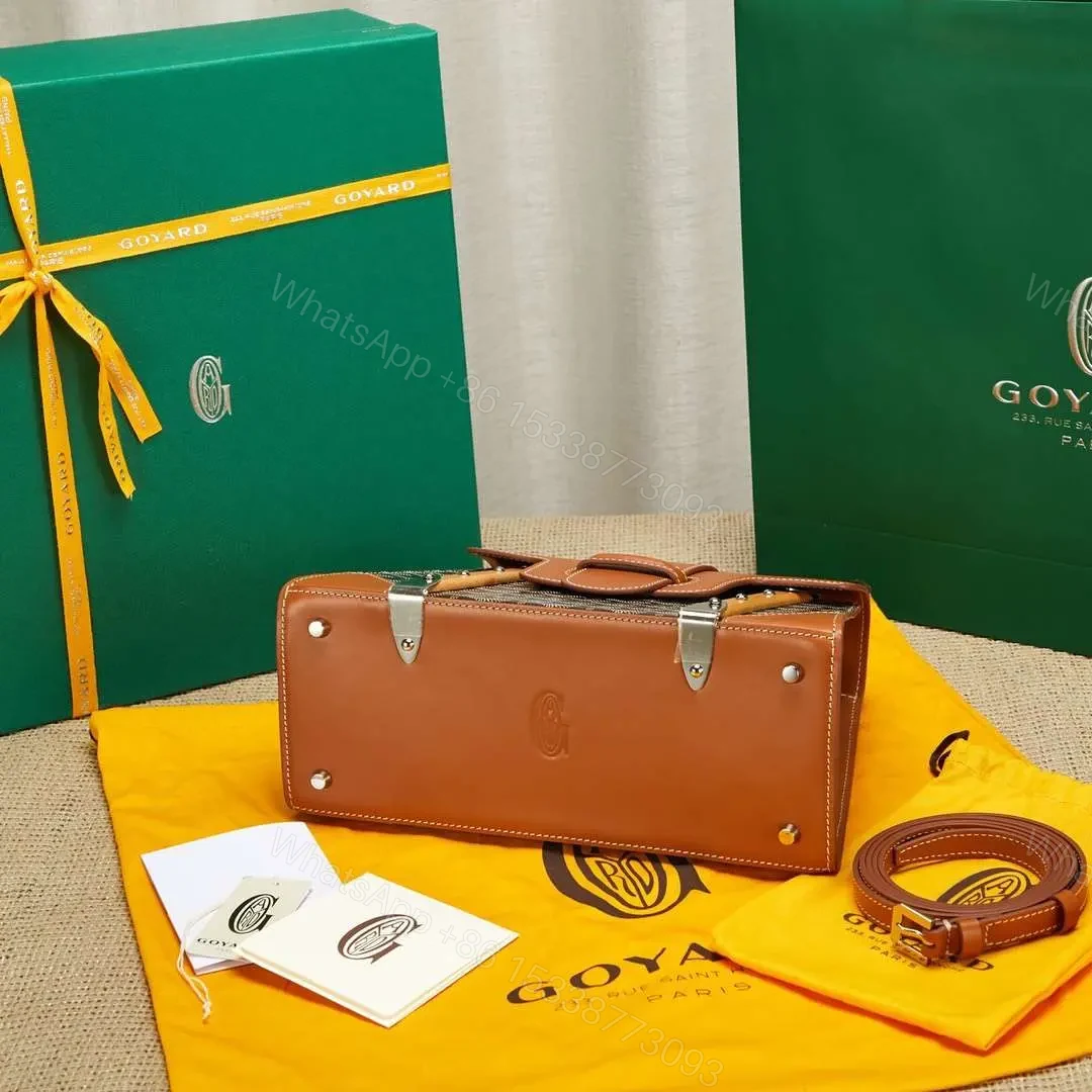 View 4 of Goyard SAIGON Brown Handbag With Wooden Handle 28cm