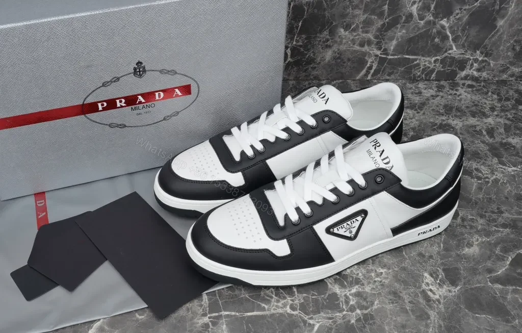 View 2 of Monochrome Prada Leather Sneakers â€“ All-Day Comfort