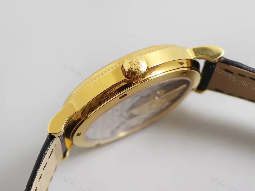 View 6 of Patek Philippe Calatrava 5120G White Dial Gold Case with Black Leather Strap Roman Numerals and Ultra Thin Design