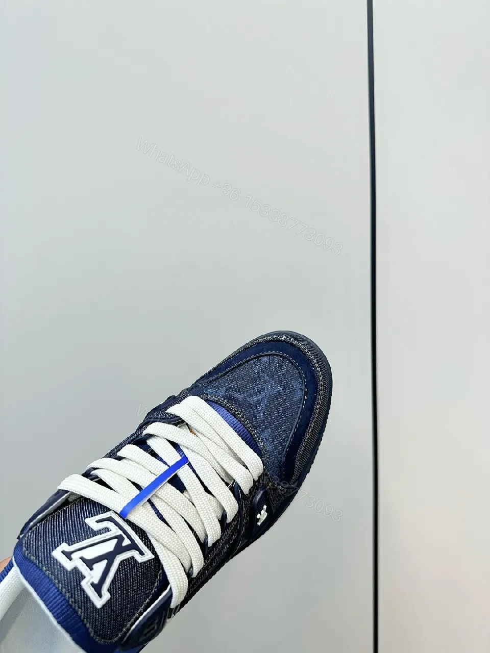 View 3 of Dark Denim Luxe Sneaker: Durable High-Top Comfort
