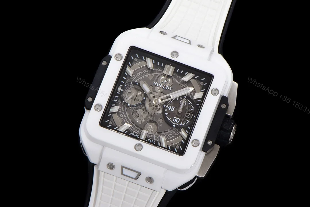 View 3 of Hublot Square Bang Unico Replica 42MM Premium White Ceramic Rubber Strap Edition RG-HUBLOT-SQUARE-WHITE-42