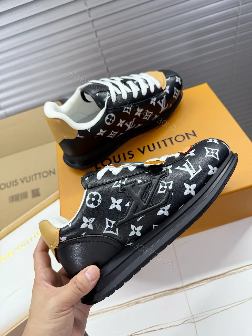 View 7 of Monogram Patterned Leather Sneakers, Luxury Everyday Comfort