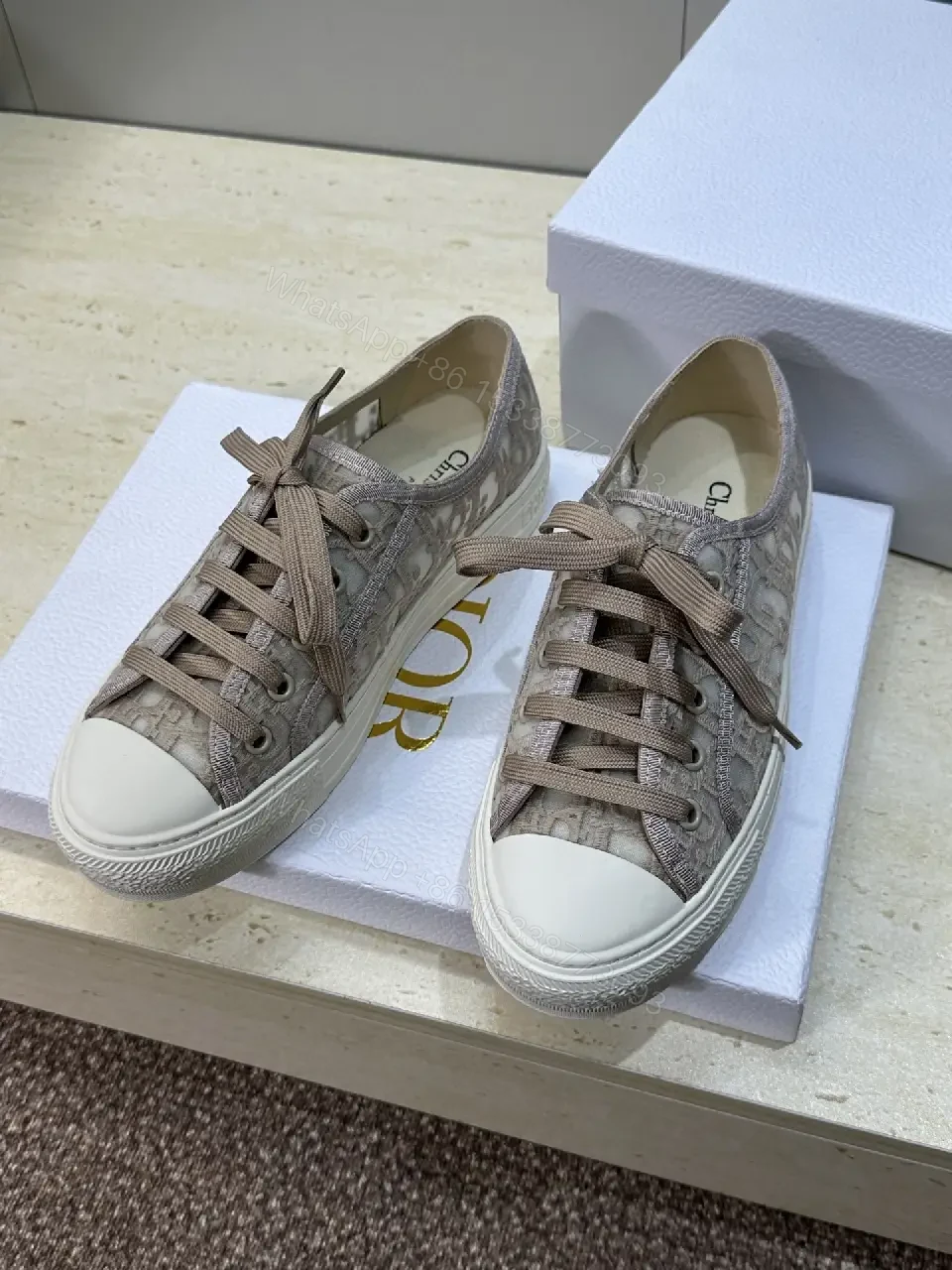 View 7 of Soft-Tone Canvas High-Tops with Monogram Pattern, Everyday Luxury Sneakers