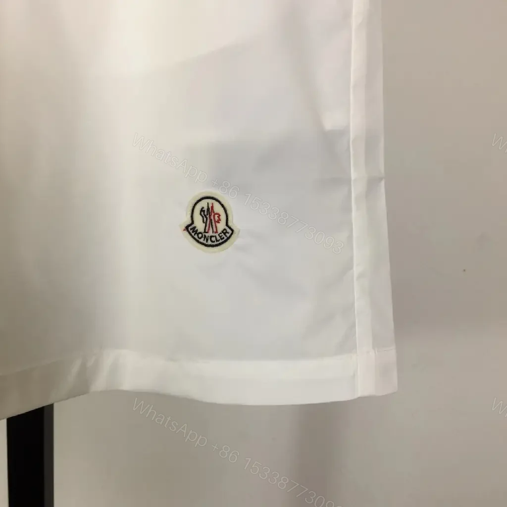 View 3 of White Nylon Shorts Athletic Drawstring Moncler-style Logo