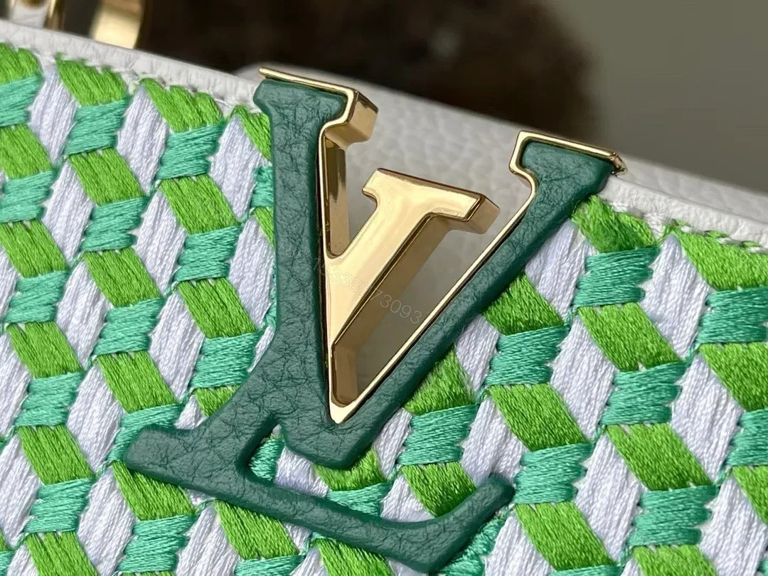 View 6 of Louis Vuitton LV Capucines Green And White Pattern Handbags 21cm