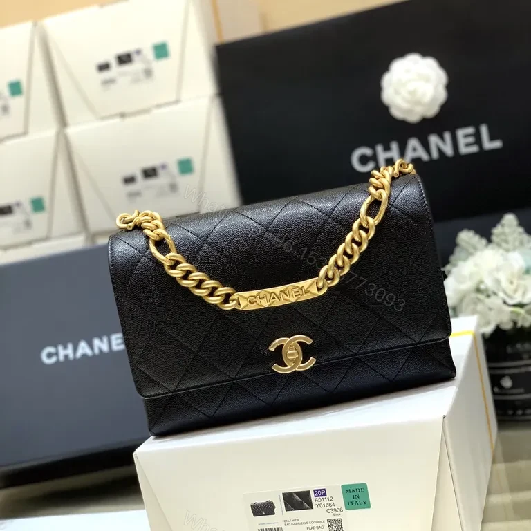 View 6 of Chanel Quilted Black Leather Shoulder Bag with Gold Chain
