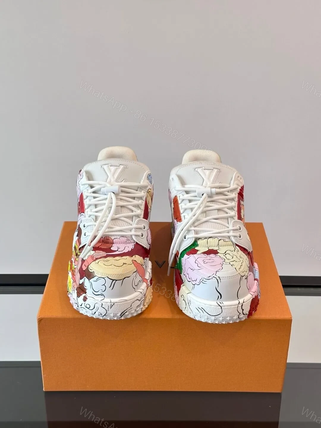 View 2 of LV Men White Multicolor Leather Sneakers