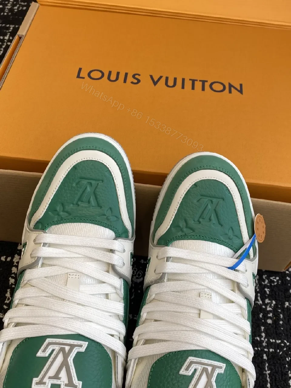 View 8 of Green & White Luxe High-Top Sneaker with Comfort