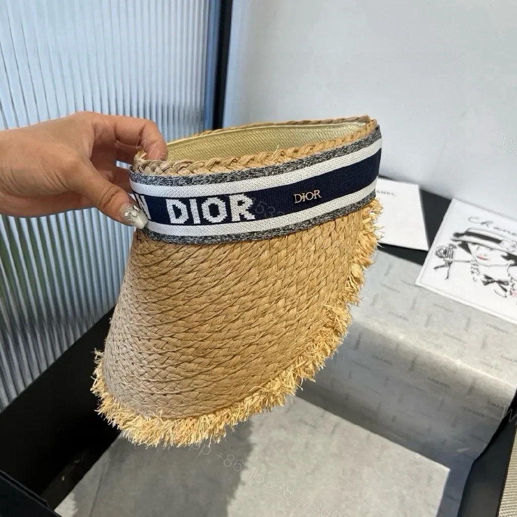 View 6 of Sun-Kissed Straw Visor: Textured Rim, Dior-Style Band