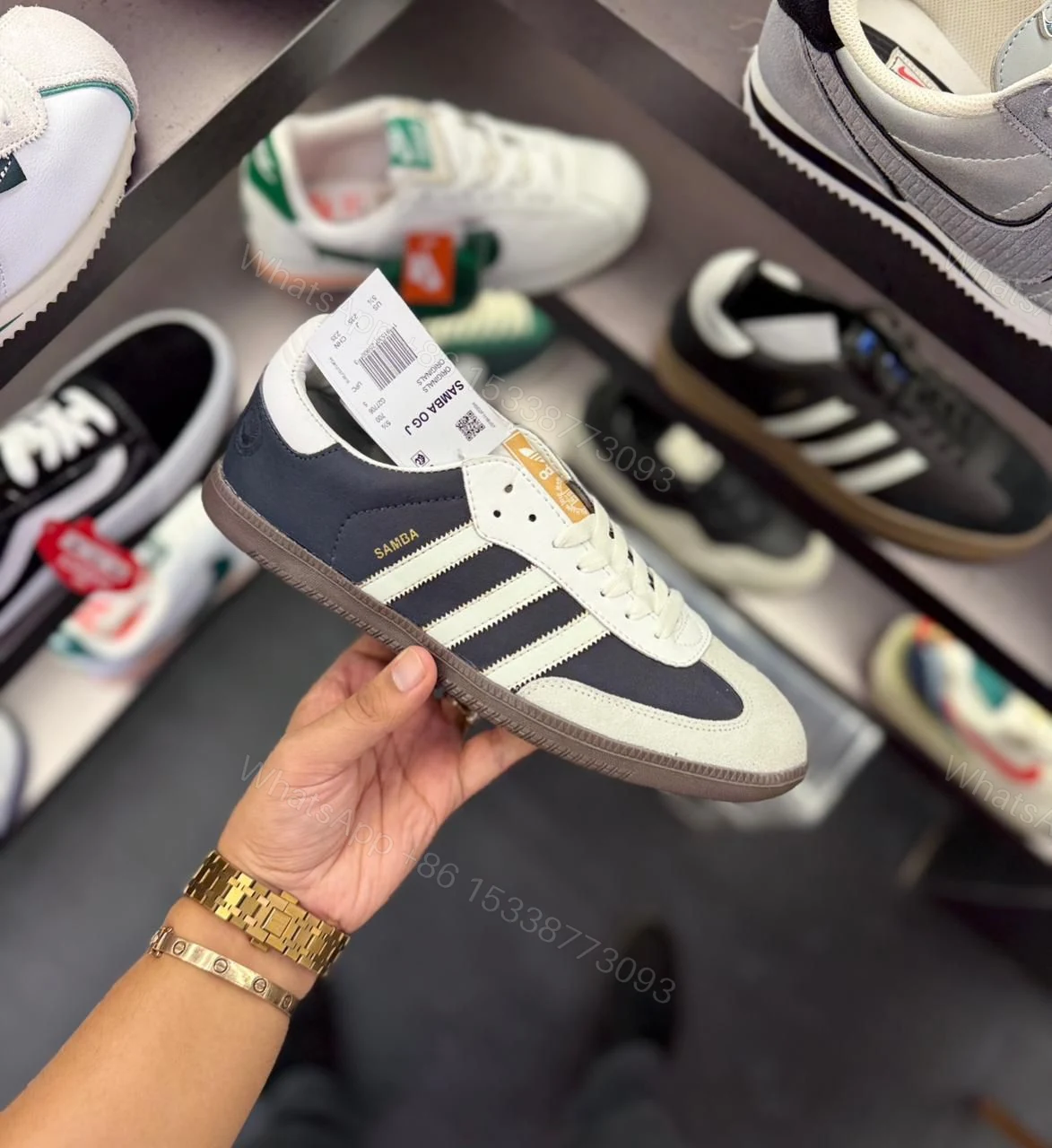 FIRST COPY ADIDAS ORIGINALS SAMBA NAVY WHITE — view 1