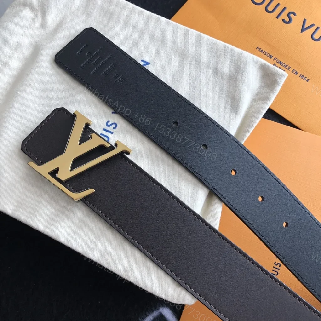 View 6 of Refined Black Leather Belt with Gold Buckle, Medium Width