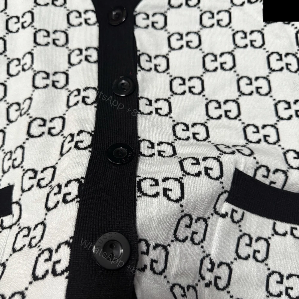 View 3 of Gucci Reversible Gg Wool Jacquard Cardigan Black And White