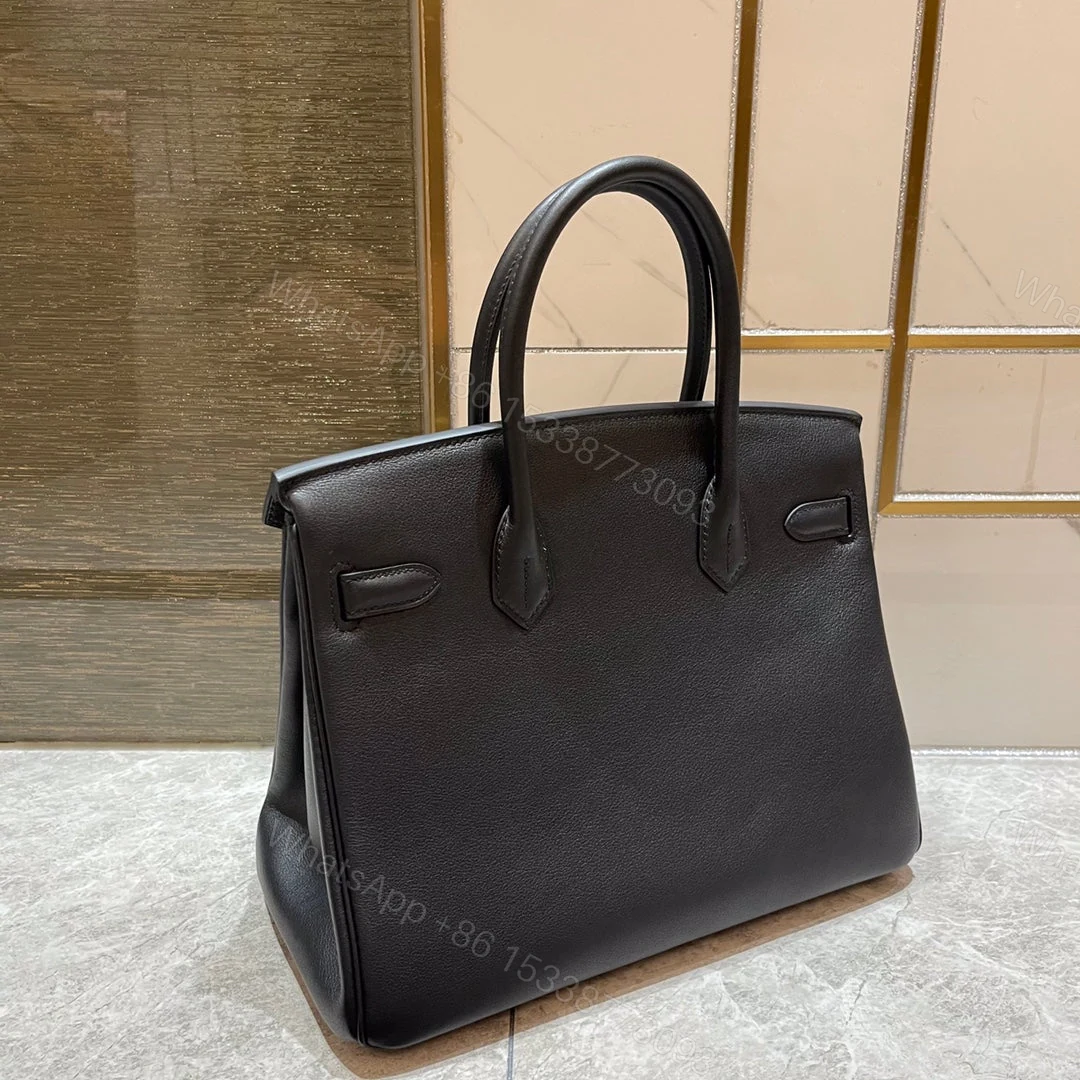 View 4 of HEMRES BIRKIN 30CM BLACK SWIFT LEATHER GOLD HARDWARE