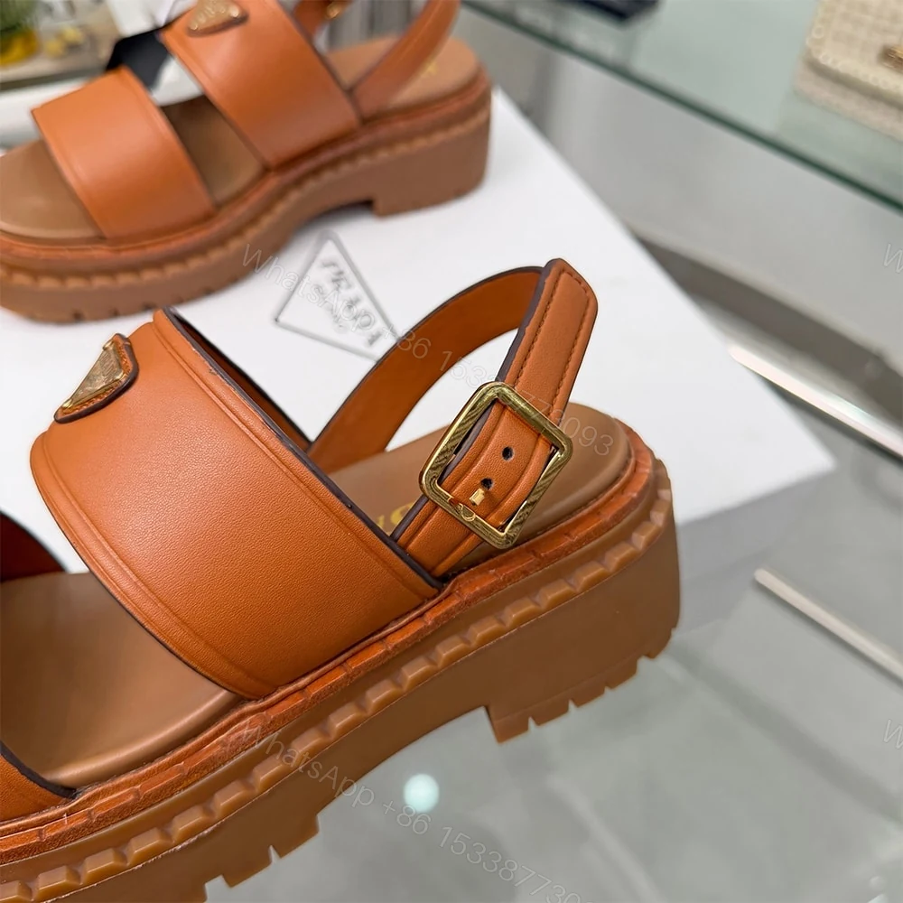 View 7 of PRADA Leather Platform Sandals 137635