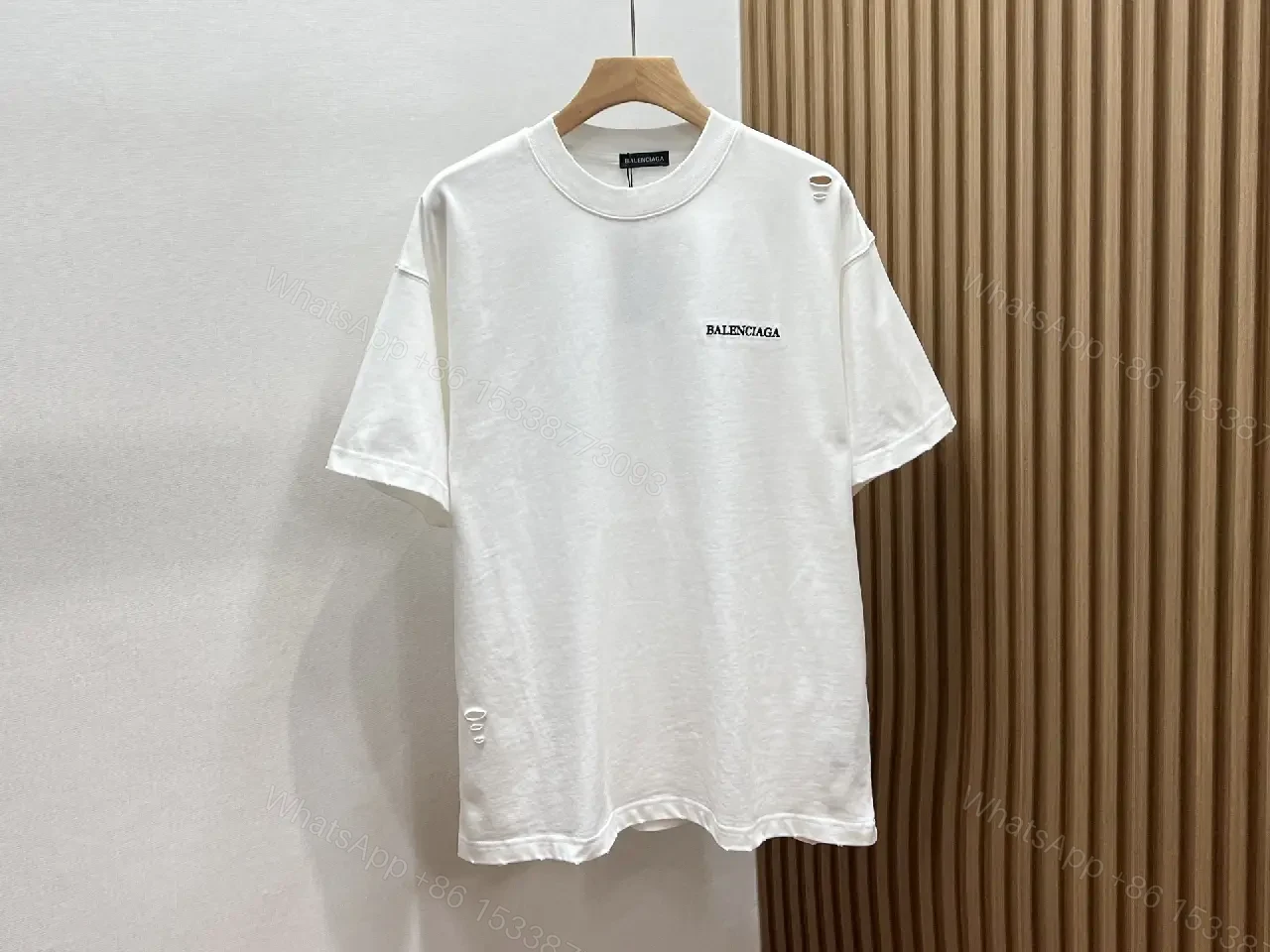 View 9 of White Cotton Minimalist Logo Tee with Subtle Hardware Details