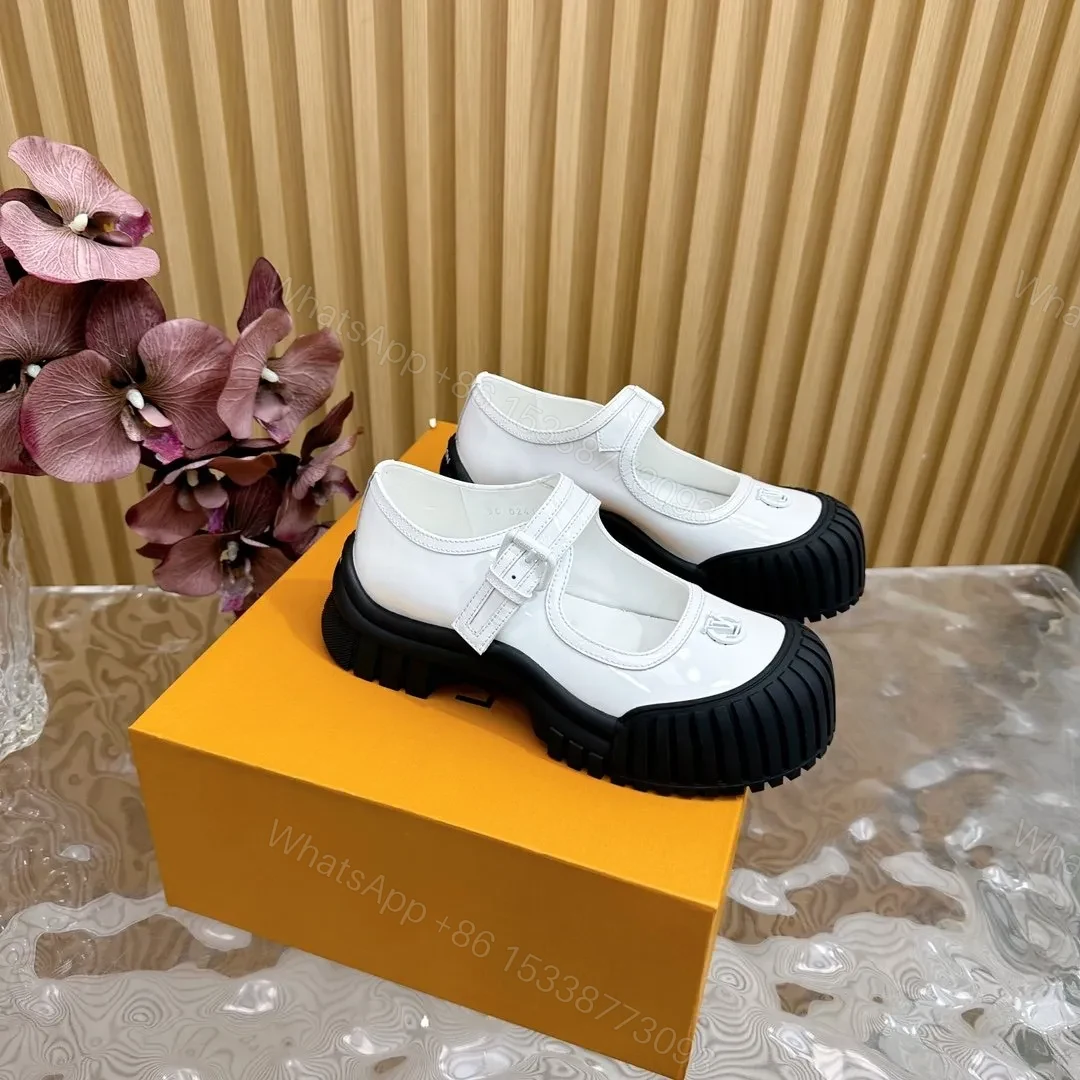 View 2 of LV Women White Patent Leather Rubber Toe Mary Janes