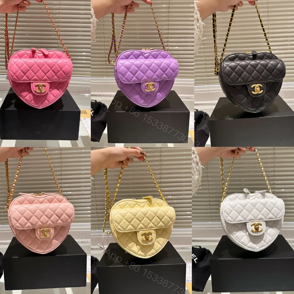 View 8 of Chanel Heart Bag Gold Tone Metal Light Pink 16Cm
