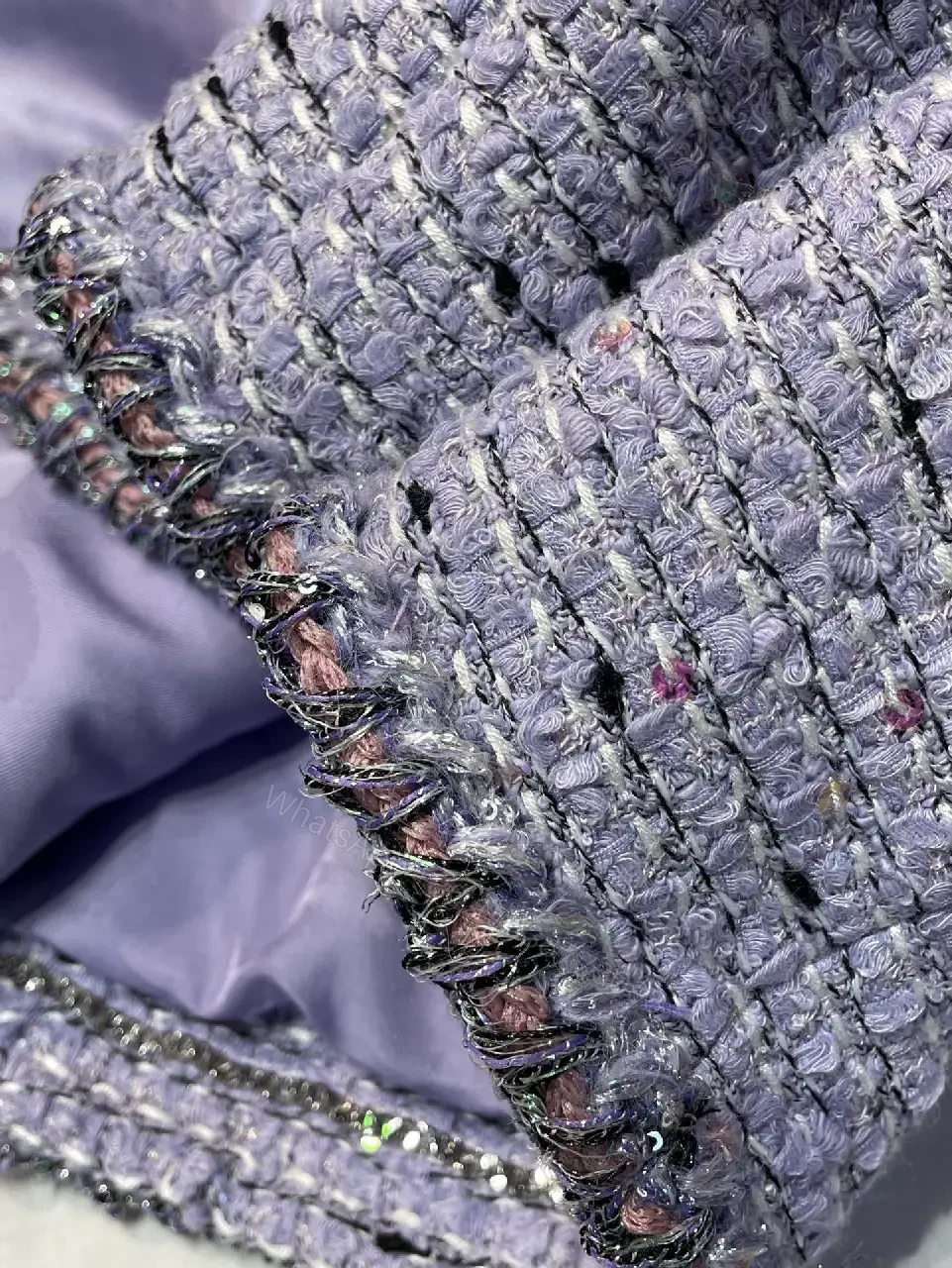 View 5 of Lilac Bouclé Tweed Jacket: Structured Modern Luxury, Ultra Textured