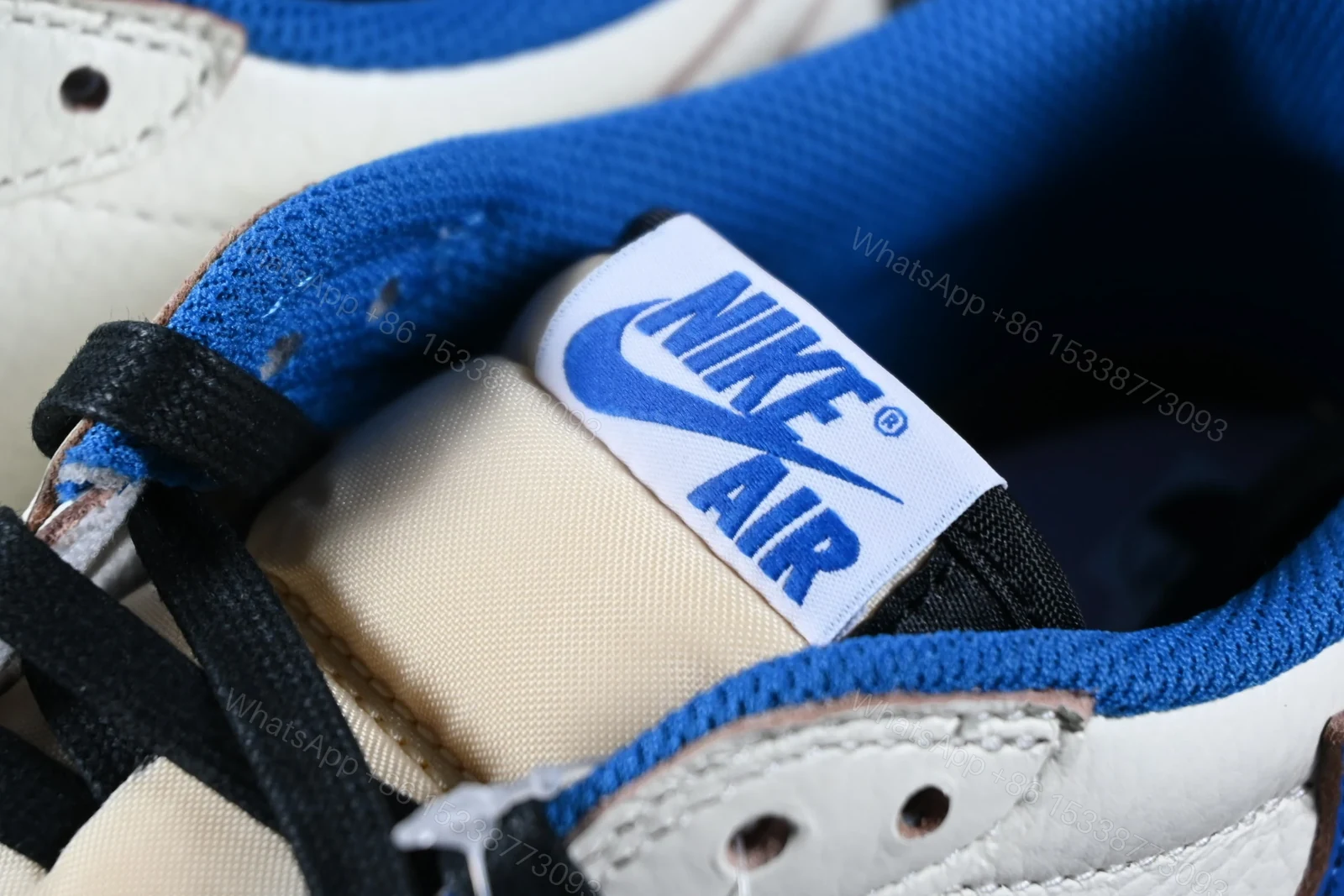 View 4 of Jordan 1 Retro Low OG SP Fragment x Travis Scott Sail Military Blue